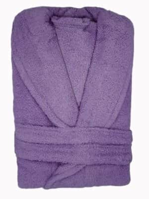 חלוק רחצה איכותי ועבה 100% כותנה עם כובע סגול לילך