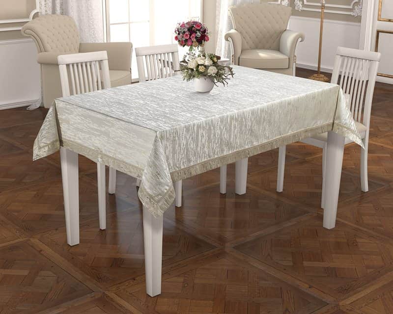 מפה שולחן יוקרתית דגם ורסאי קרם זהב מבחר מידות (#V01) החל מ-