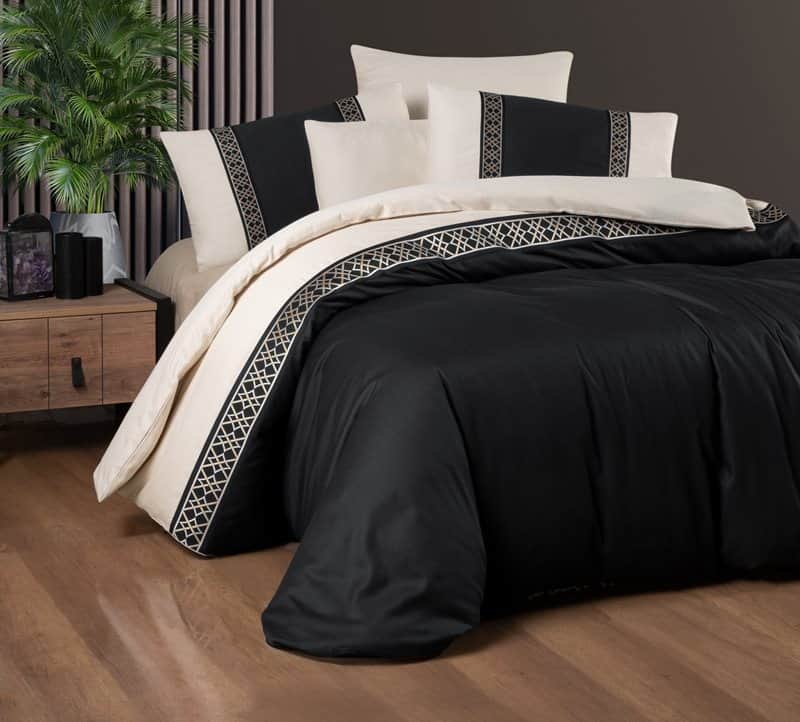 סט מצעים זוגי רחב 180/200 100% כותנה סאטן רויאל דגם Plain