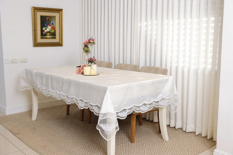 מפת שולחן יוקרתית דגם הילרי לבן החל מ-