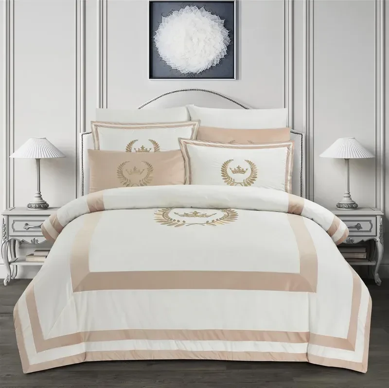 סט מצעים זוגי 160/200 פרקל כותנה דגם רויאליטי כתר זהב C3