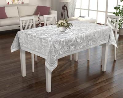 מפה שולחן יוקרתית דגם ברוקלין לבן מבחר מידות החל מ-