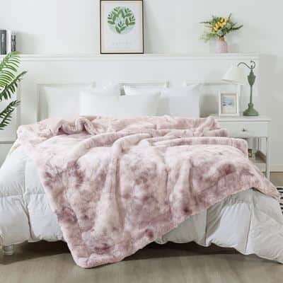 שמיכת קטיפה זוגית דגם מינק אקסלוסיב יוקרתית גודל: 200/220 צבע ורוד