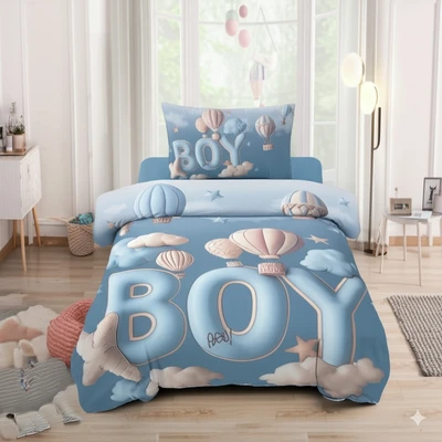 סט מצעים למיטת תינוק/מעבר פרקל דגם BOYS & GIRLS כחול