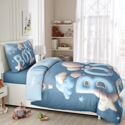 סט מצעים למיטת תינוק/מעבר פרקל דגם BOYS & GIRLS כחול