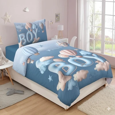 סט מצעים למיטת תינוק/מעבר פרקל דגם BOYS & GIRLS כחול