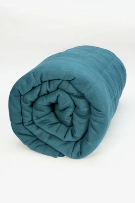 שמיכת קיץ זוגית 200/220 100% כותנה ג'רסי פטרול (טורקיז כהה)