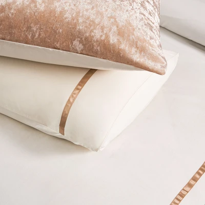 סט מצעים זוגי רחב 180/200 100% כותנה סאטן דגם רויאליטי כתר זהב C1