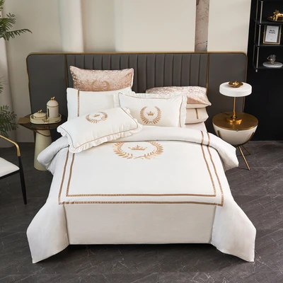 סט מצעים זוגי 160/200 100% כותנה סאטן דגם רויאליטי כתר זהב C1