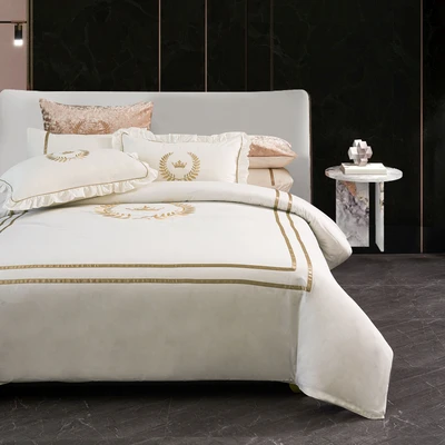 2 סט מצעים יחיד רחב 100/200 100% כותנה סאטן דגם רויאליטי כתר זהב C1