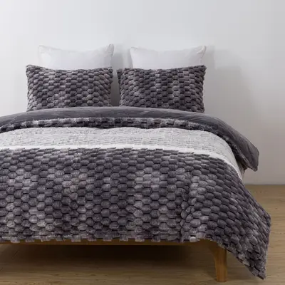 סט מצעי קטיפה יחיד 90/200 קורל אפור