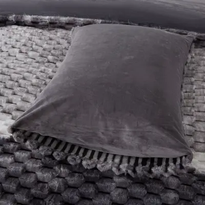 סט מצעי קטיפה למיטה וחצי 120/200 דגם קורל אפור