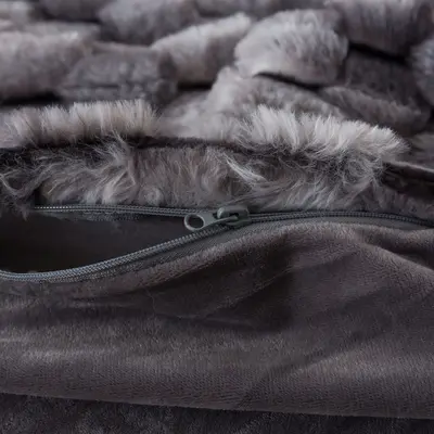 סט מצעי קטיפה יחיד רחב 100/200 דגם קורל אפור