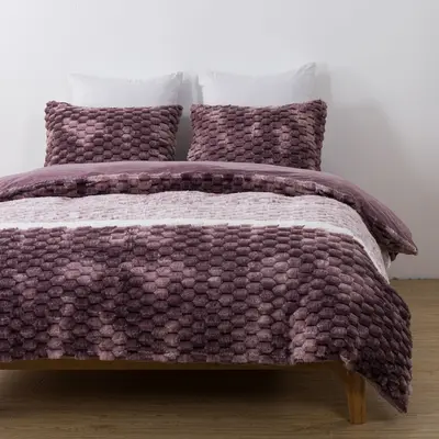 סט מצעי קטיפה זוגי 160/200 דגם קורל סגול