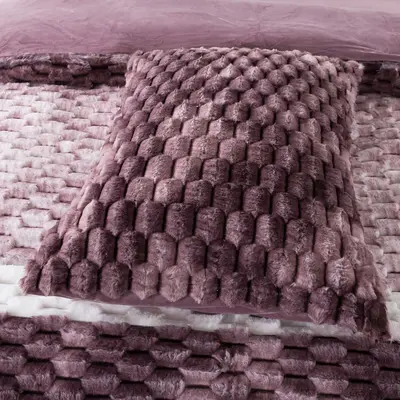 סט מצעי קטיפה זוגי 160/200 דגם קורל סגול