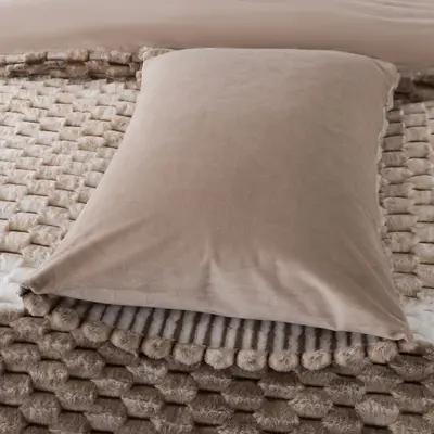 סט מצעי קטיפה זוגי 160/200 דגם קורל מוקה