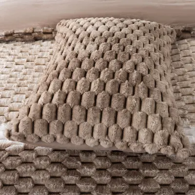 סט מצעי קטיפה זוגי 160/200 דגם קורל מוקה