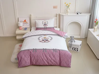 סט מצעים נוער 80/200 100% כותנה סאטן רויאל טדי ורוד