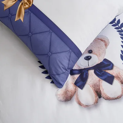 סט מצעים יחיד 90/200 100% כותנה סאטן רויאל טדי כחול