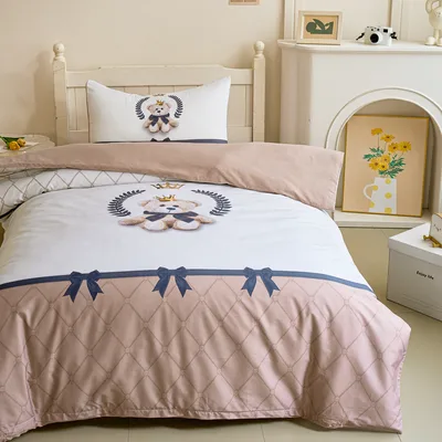 סט מצעים נוער 80/200 100% כותנה סאטן רויאל טדי בז'