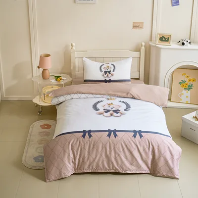 סט מצעים נוער 80/200 100% כותנה סאטן רויאל טדי בז'