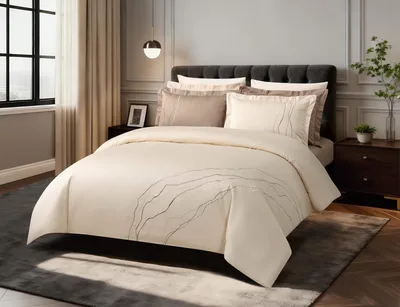 סט מצעים זוגי 160/200 דגם יוניק מוקה