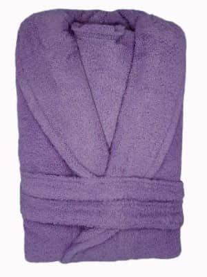 חלוק רחצה איכותי ועבה 100% כותנה עם כובע סגול לילך