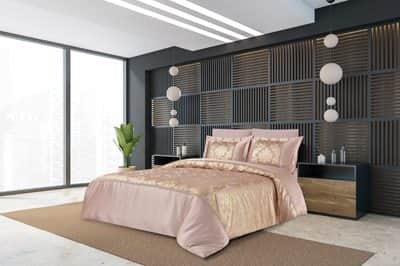 2 סט מצעים יחיד 90/200 ברוקד דגם קראט ורוד זהב