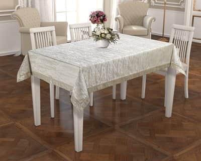 מפה שולחן יוקרתית דגם ורסאי קרם זהב מבחר מידות (#V01) החל מ-