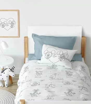 סט מצעי חורף פלנל יחיד 90/200 דגם מיקי סקיצ' 100% כותנה