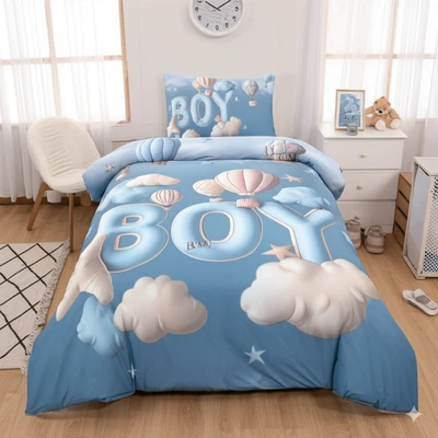 סט מצעים למיטת תינוק/מעבר פרקל דגם BOYS & GIRLS כחול