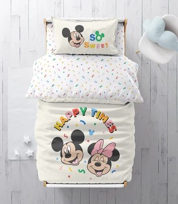 סט מצעים למיטת תינוק/מעבר 100% כותנה דגם מיקי מנצח