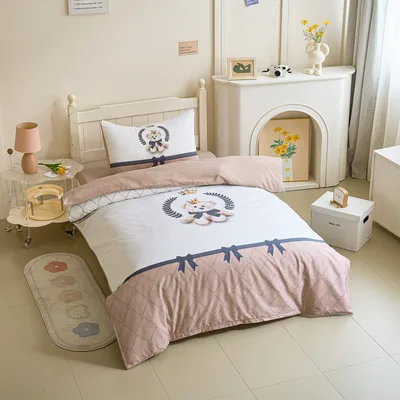 סט מצעים יחיד 90/200 100% כותנה סאטן רויאל טדי בז'