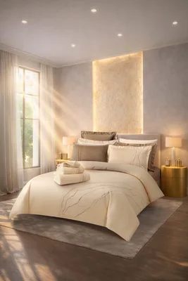 סט מצעים זוגי רחב 180/200 דגם יוניק מוקה